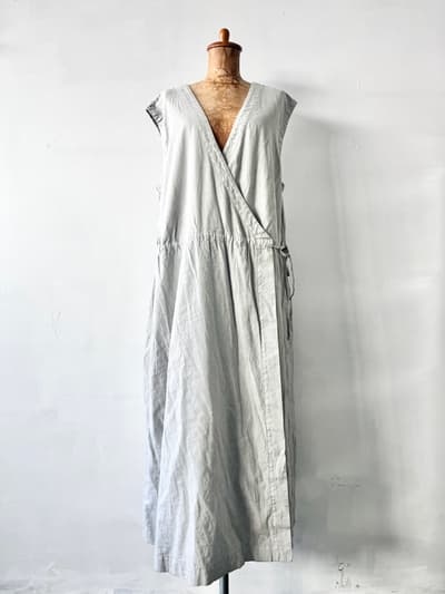 【美品】nest Robe 　2wayカシュクールワンピース ライトグレー UpcycleLino・ONE KILN ASH 画像1