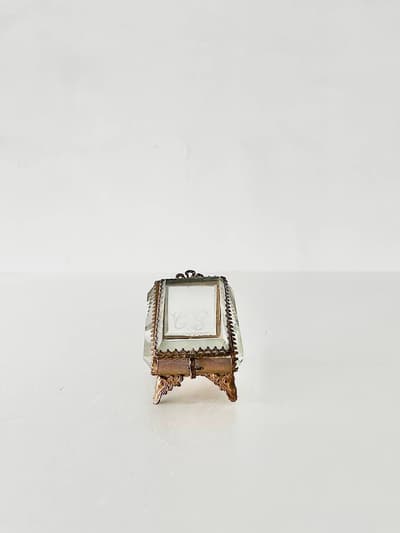 【仏アンティーク】モノグラム　ガラスジュエリーケース　1920年代 画像1