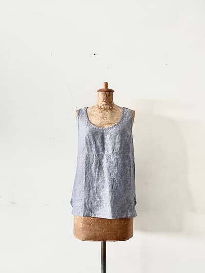【美品】MARGARET HOWELL　リネンシャンブレーカットソー　ノースリーブ　フリーサイズ 画像1