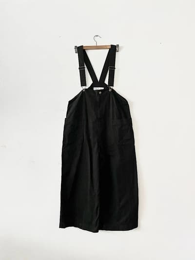 【美品】bulle de savon　KapokTwill　オーバーオール　ブラック　フリーサイズ 画像1