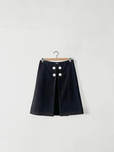 mina perhonen　judo　厚手コットンスカート　フロントボタン ネイビー 画像1