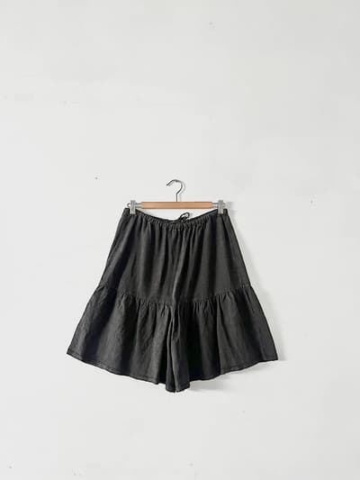 TOUJOURS　黒染　イージーショートパンツ　リネン　黒 画像1