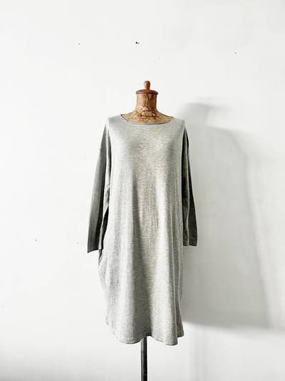 evam eva　シルクコットンワンピース　グレー 画像1