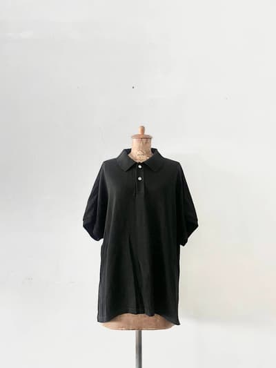 【Men's】 superNova． ニットポロシャツ 黒　コットン　レーヨン　シルク　サイズM 画像1