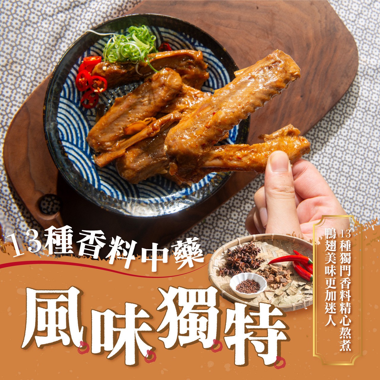 【煙燻鴨翅】｜13種獨特香料｜夏日下酒菜 商品介紹 3