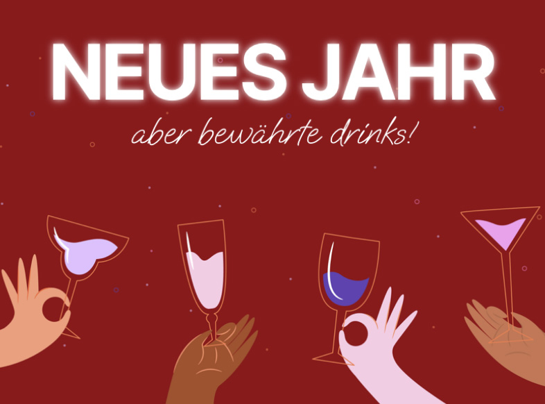 eCard  Neues Jahr aber bewährte drinks Front