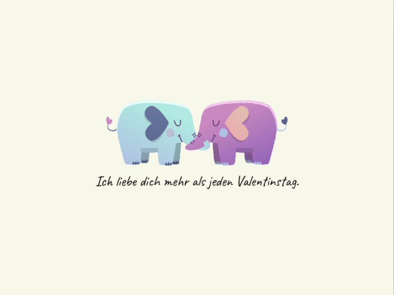 Sample  Ich liebe dich mehr als jeden Valentinstag. Front