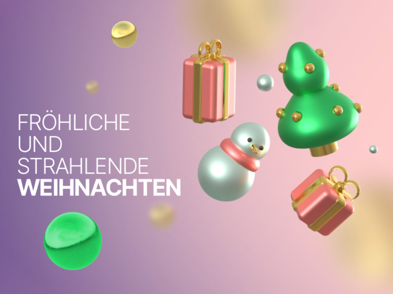 eCard  Fröhliche & strahlende Weihnachten Front
