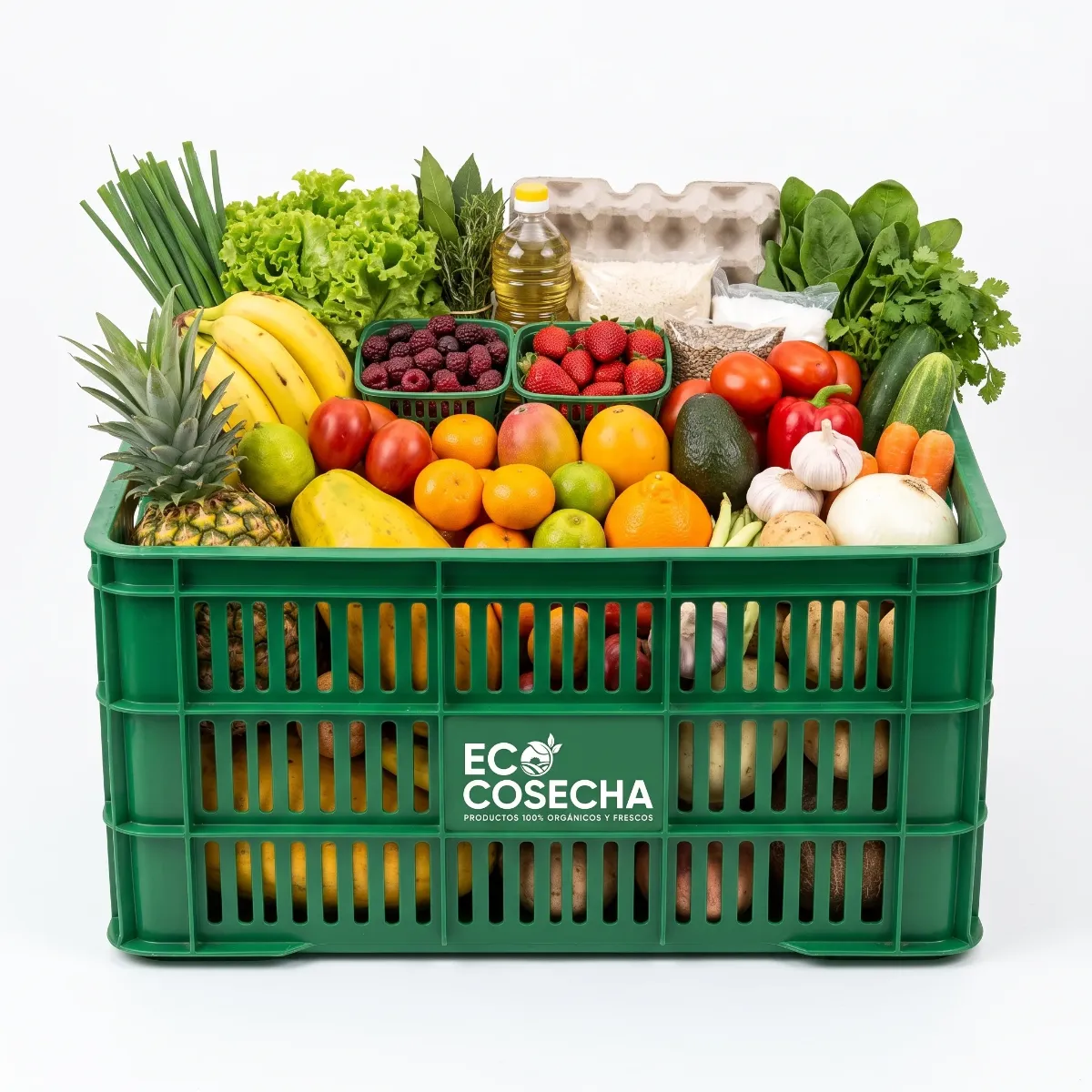 Canasta Familiar, con frutas y verduras frescas
