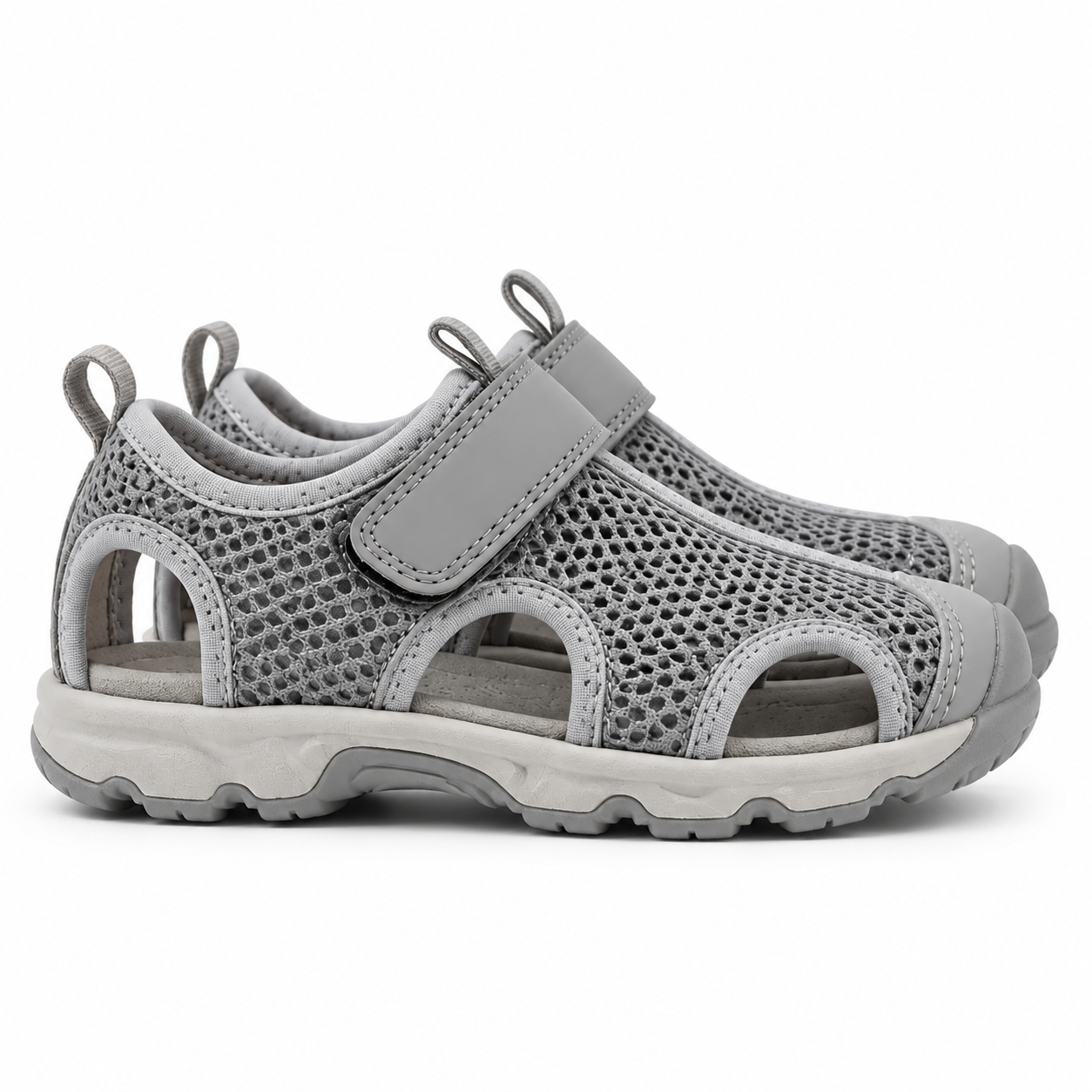 Kids Grey Closed-Toe Sport Sandals