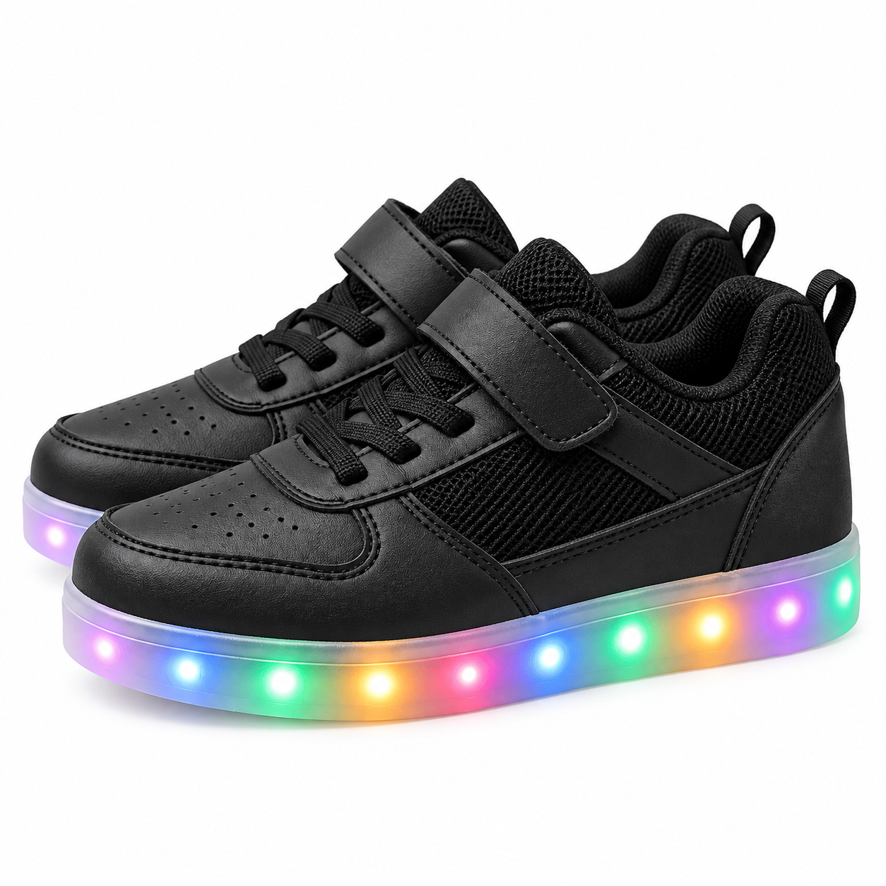 Kids Black LED Light-Up Sneakers