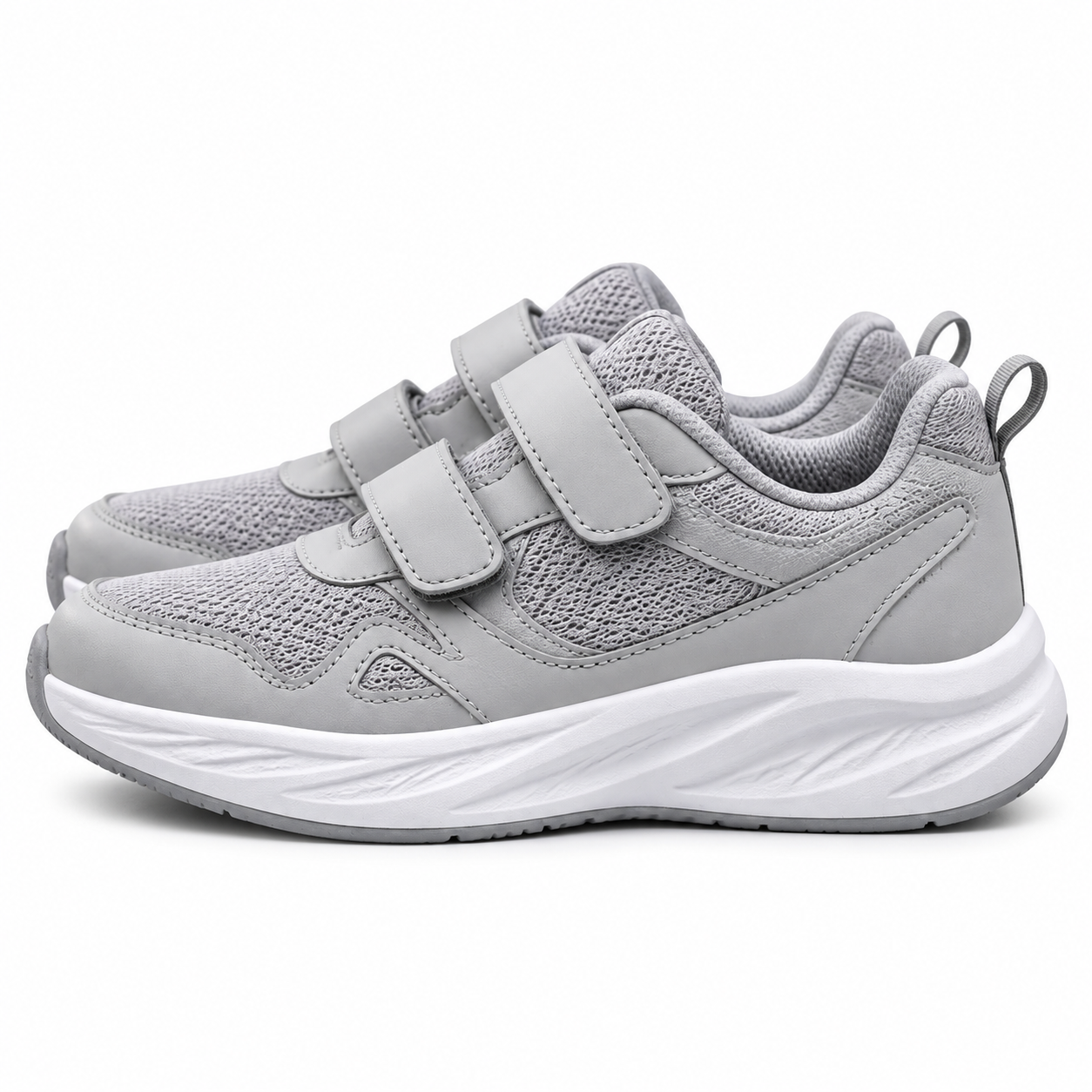 Kids Grey Velcro Sports Sneakers