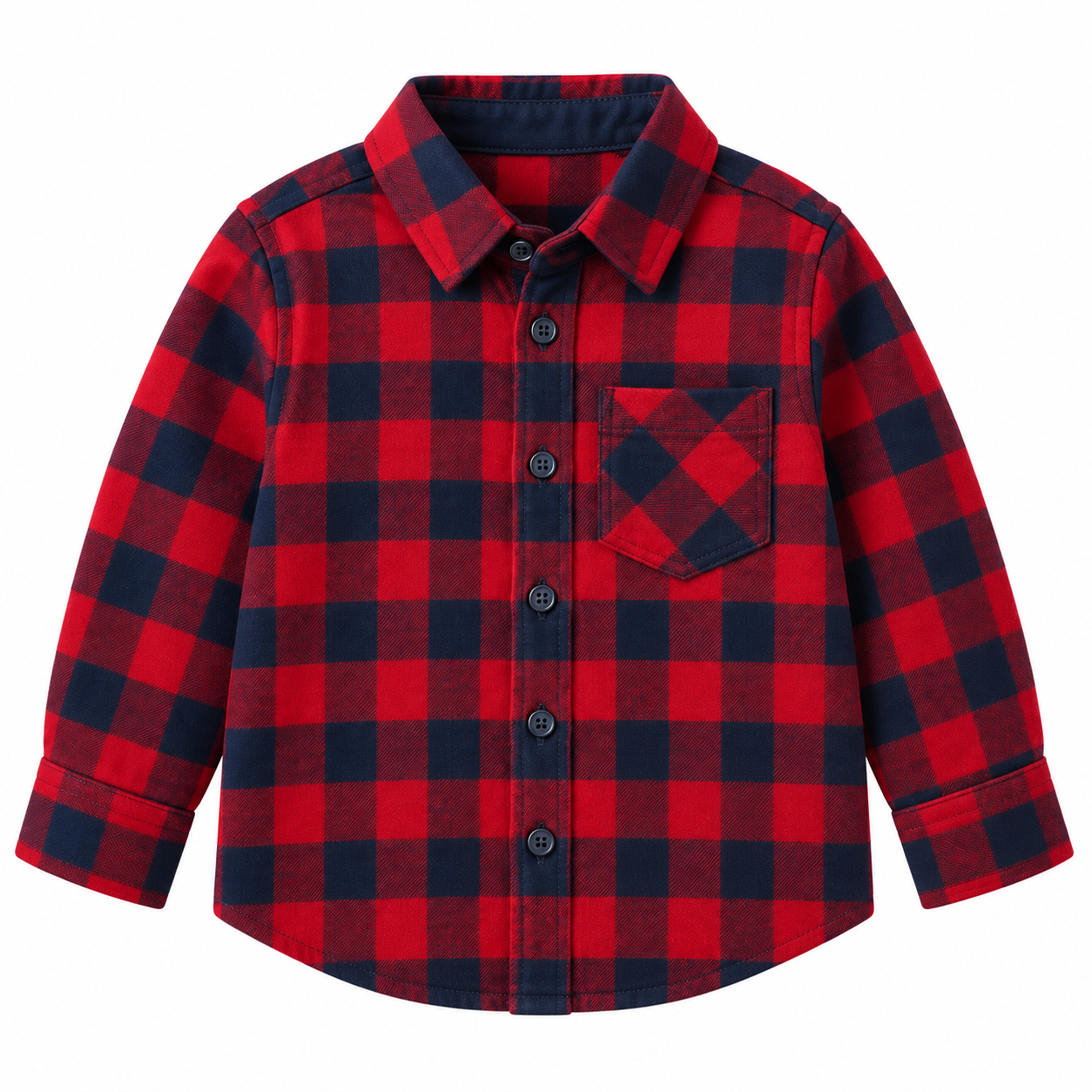 Kids Red & Black Checkered Long Sleeve Shirt