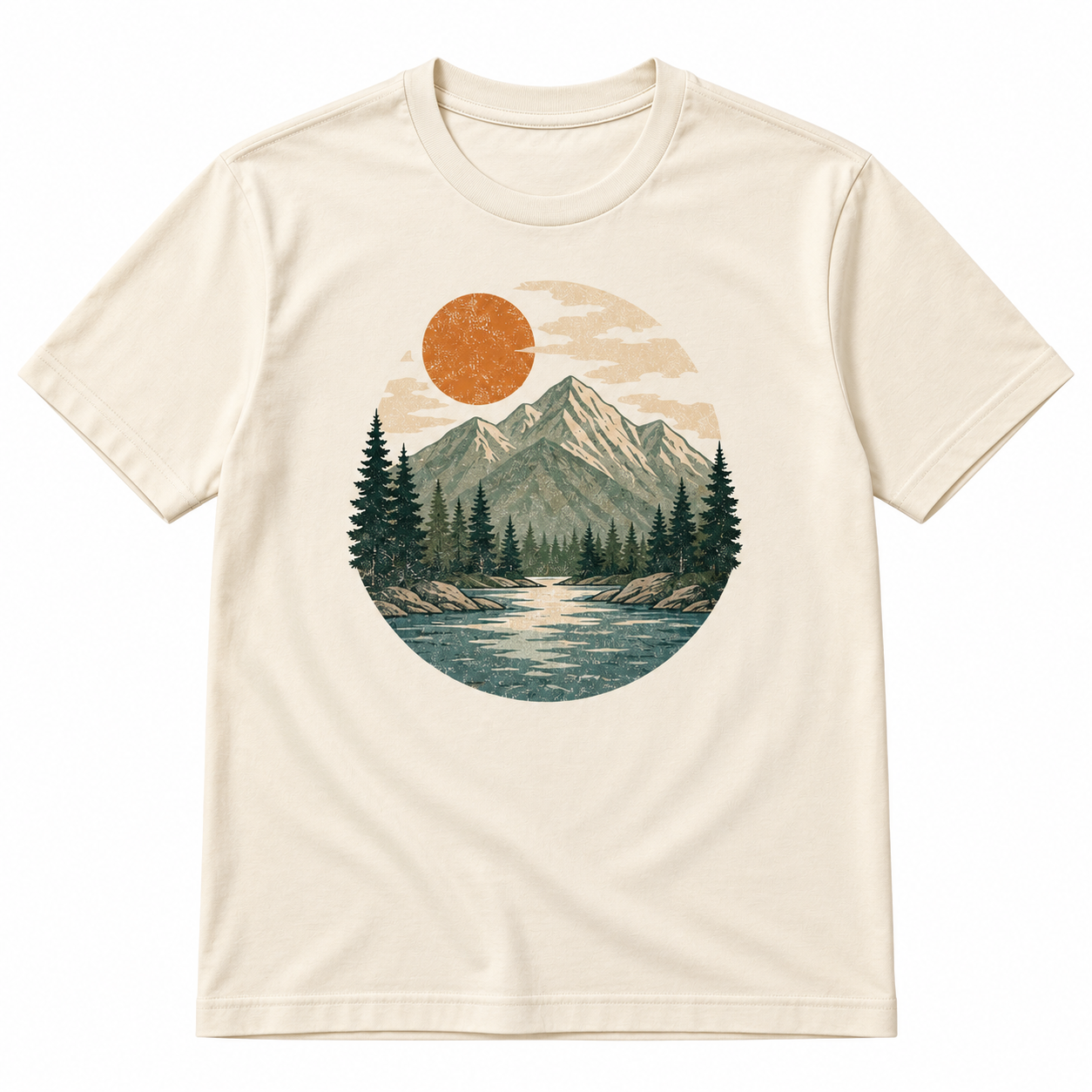 Cream Nature Graphic T-Shirt