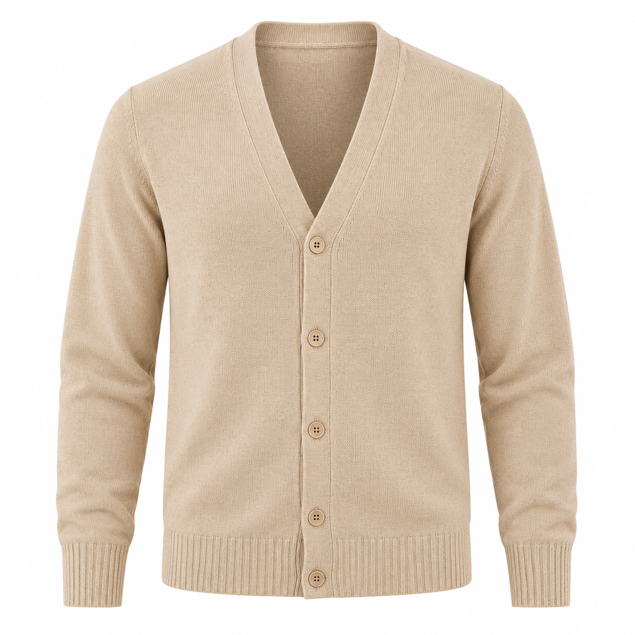 Beige V-Neck Cardigan