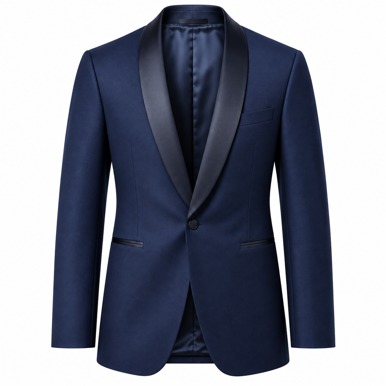 Men’s Blue Mandarin-Collar Blazer