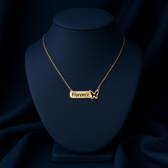 Another view of Engraved gold necklace