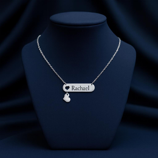 Another view of Engraved silver necklace