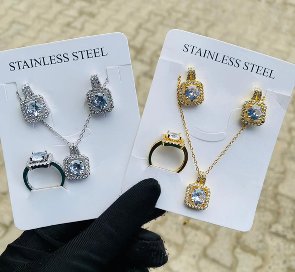 Another view of Gold stoned jewelry set