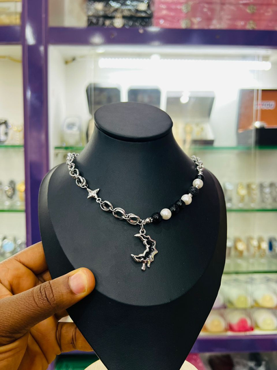 Another view of Steel urban necklace