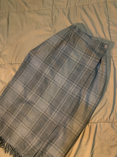 Another view of Green strip skirt