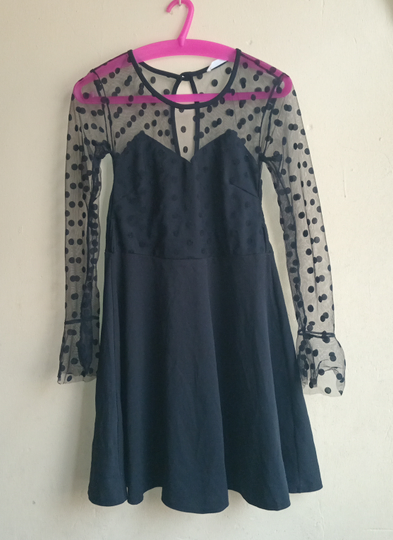 Black polkadot dress