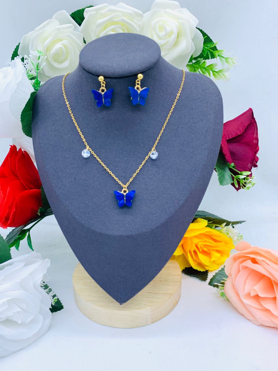 Another view of Butterfly earring and Necklace