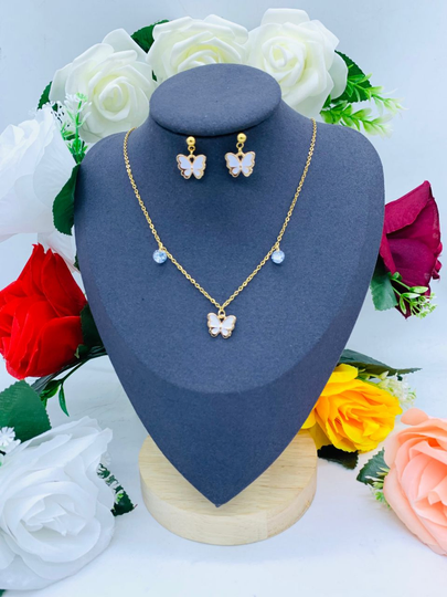 Butterfly earring and Necklace