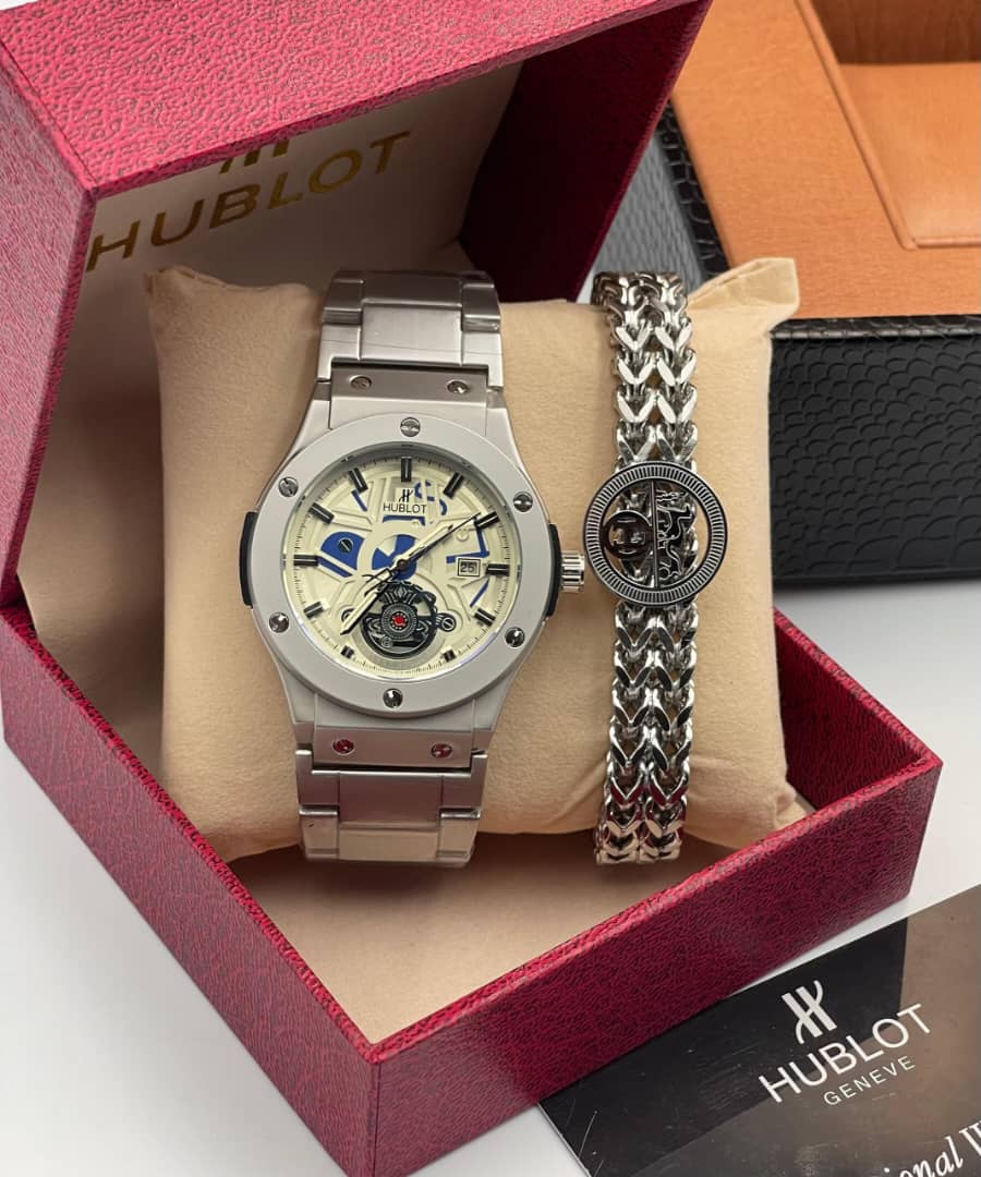 Another view of Hublot watch and bracelet