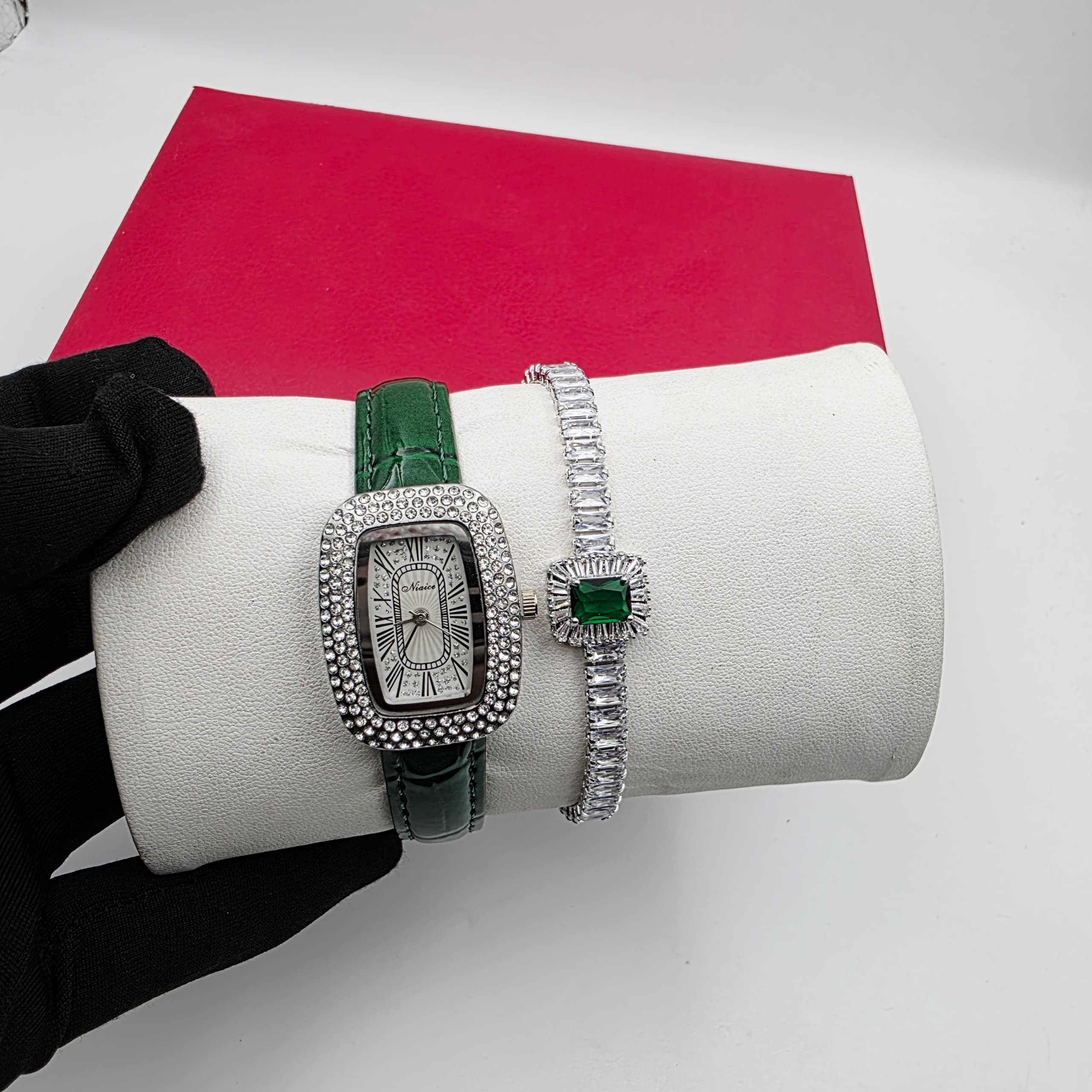 Another view of Leather watch and bracelet