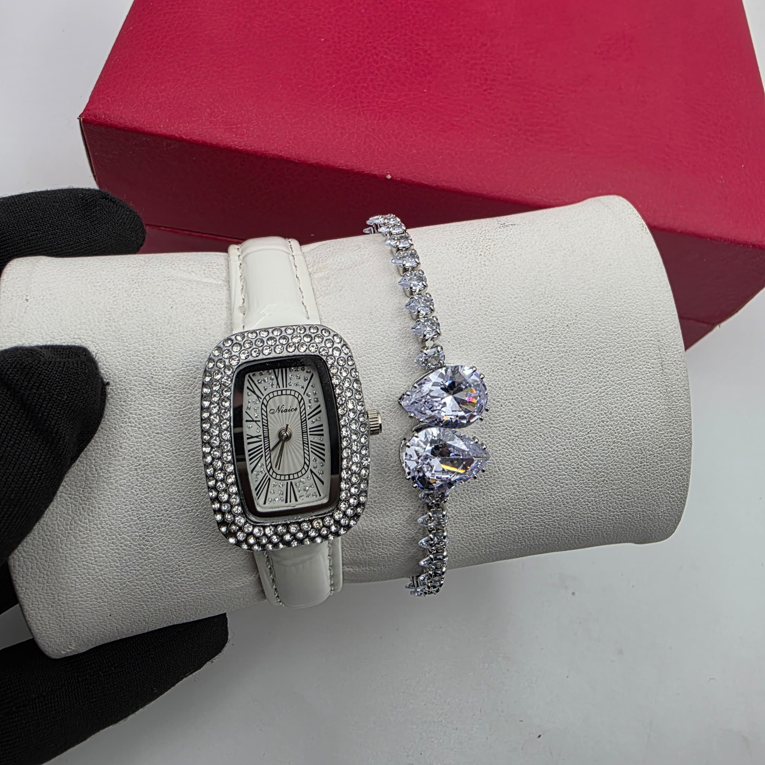 Another view of Leather watch and bracelet