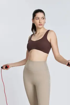 Brown Seamless luxe sports bra