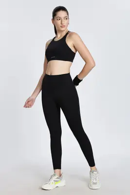 Black High Neck Sports Bra