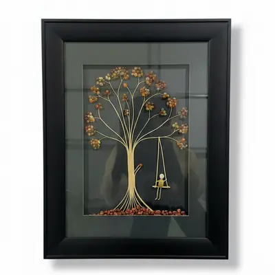 Framed Gemstone Tree with Swing Art
