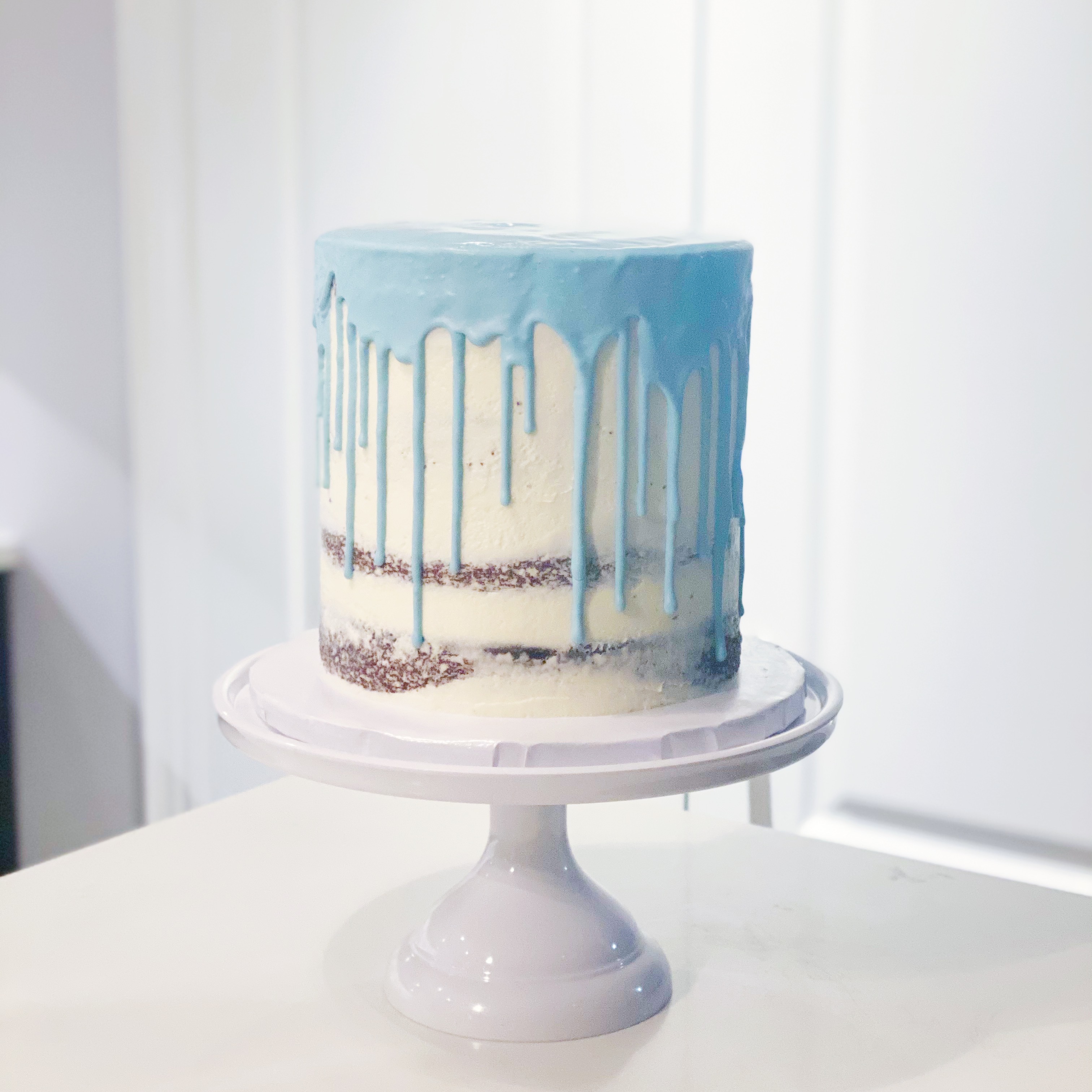Simple blue drip cake