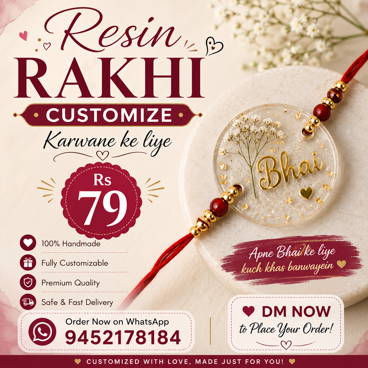 Resin Rakhi customize your design