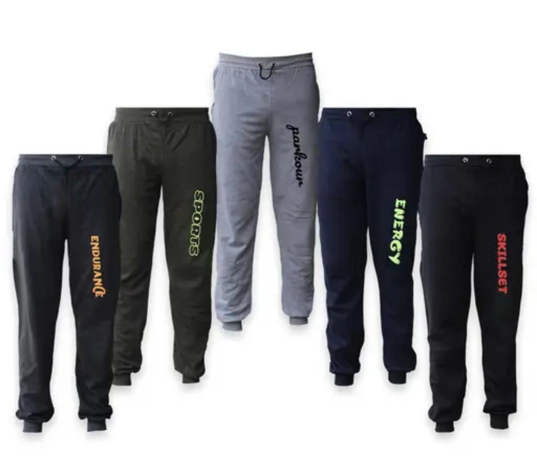 ONCH Men's Abstract Black Track Pants (Pack Of 5)