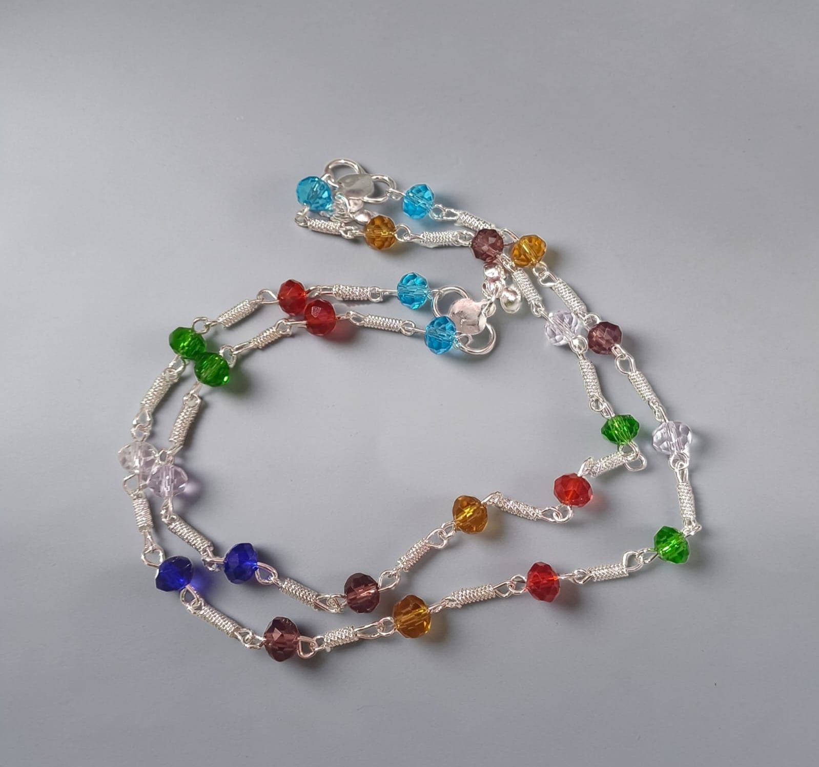 Silver Plated Multicolored Crystal Beads Designer Payal