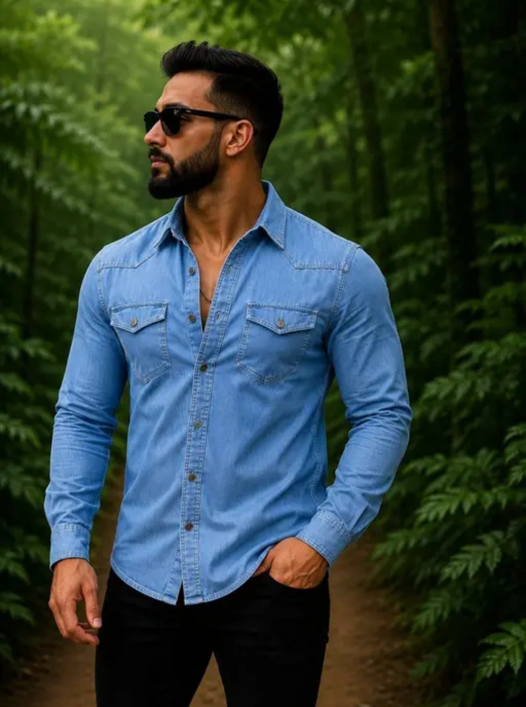 Men’s Blue Denim Full Sleeve Shirt