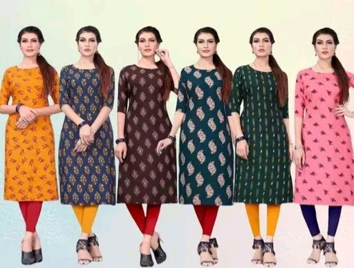 6 Combo Women's Printed Kurti Set