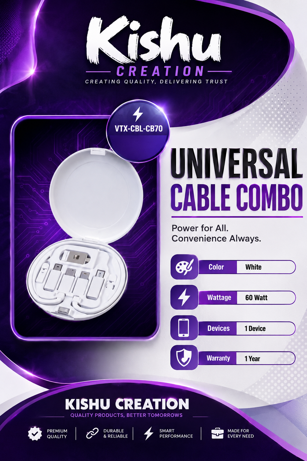 Universal Cable Combo – One Cable, Multiple Connections | Kishu Creation
