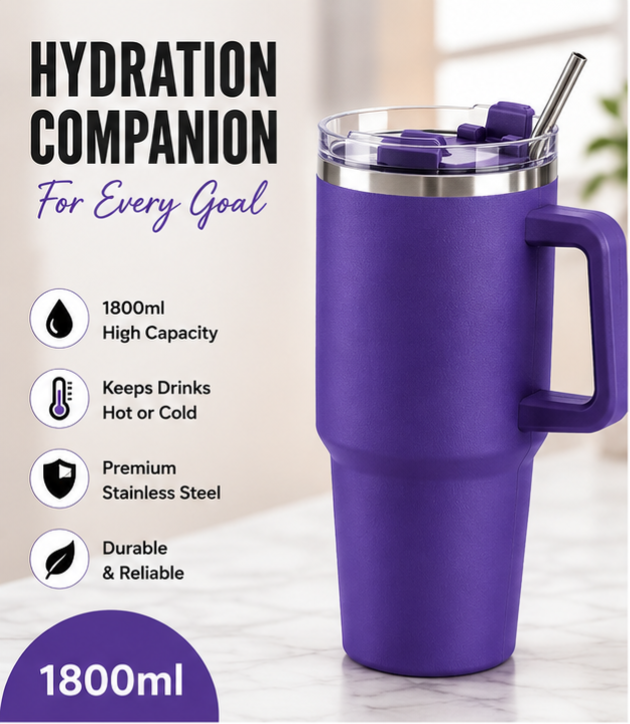 1800ml Premium Stainless Steel Coffee & Water Tumbler – Hot & Cold