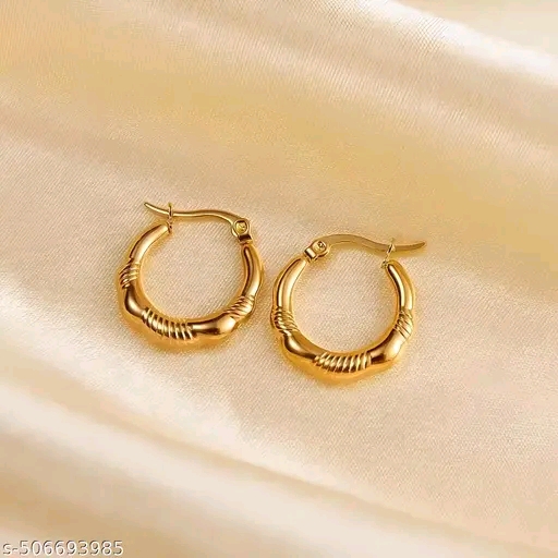 Karishma Kreations Stainless Steel Solid Earrings Style Round & Geometric Pattern Ear Stud