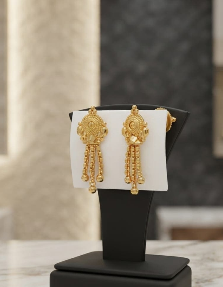 Antique Gold-Plated Designer Drop Earrings