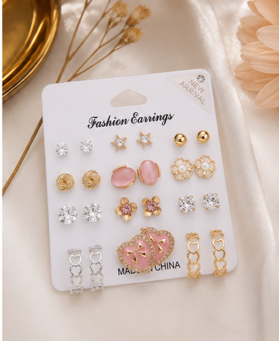 9 pairs of stylish earrings in one combo