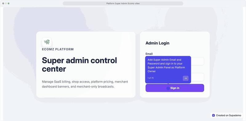Ecomz AI white-label ecommerce SaaS platform tour
