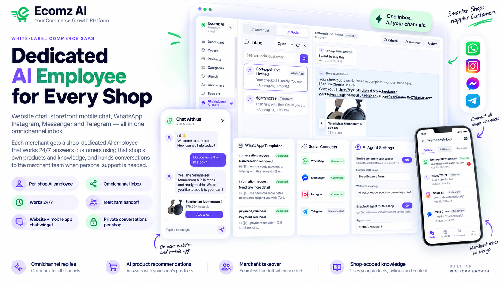 Ecomz multi-tenant ecommerce SaaS platform