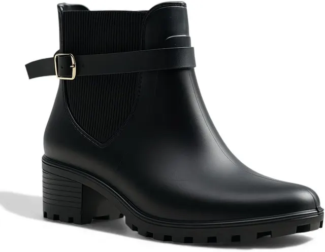 Bota Feminina Impermeável Cano Curto Galocha Para Frio e Chuva Inverno (Preto, BR, Adulto, Faixa Numérico, 37, 38)