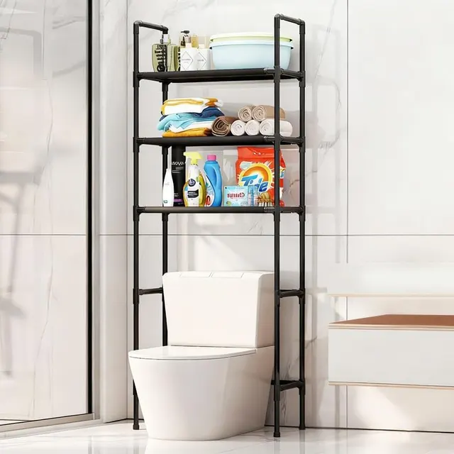 JOYA KID Organizador de Banheiro Sobre o Vaso Sanitário, Prateleira Estante Multiuso de 3 Andares para Armazenamento e Organização, Suporte de Metal Reforçado Antiferrugem, Preto | Prateleira Estante