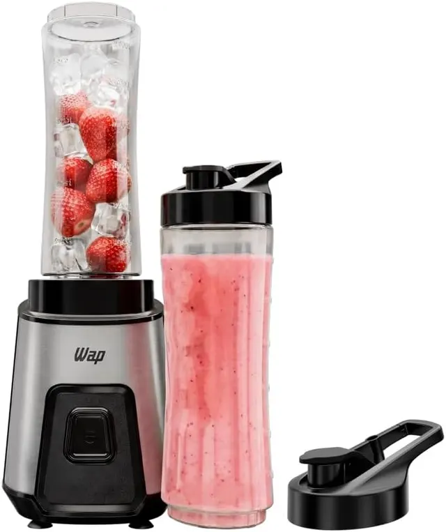 WAP Mini Liquidificador Portátil Blender Go 300W Com 2 Copos Squeeze Tampa e Alça 127V